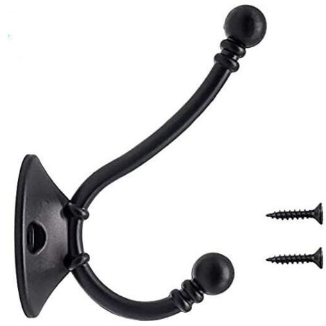 Lot de 8 grands crochets muraux vintage, crochets métalliques pour chapeaux, crochets rétro pour armoire, salle de bain, cuisine, noirs (96 mm, 60 mm, 34 mm)