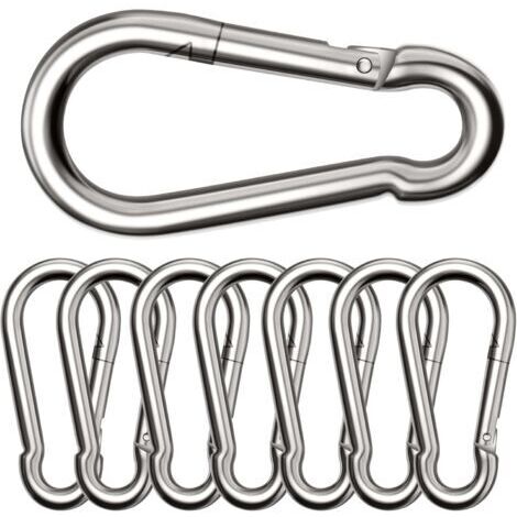 Lot de 8 Grands mousquetons,Φ880 mm,Mousqueton Charge maximale de 300 kg, ne rouillent Pas, Galvanisés,Résistants. pour Sac à Dos, Laisse pour Chien,hamacs, Camping, pêche, auvents etc.
