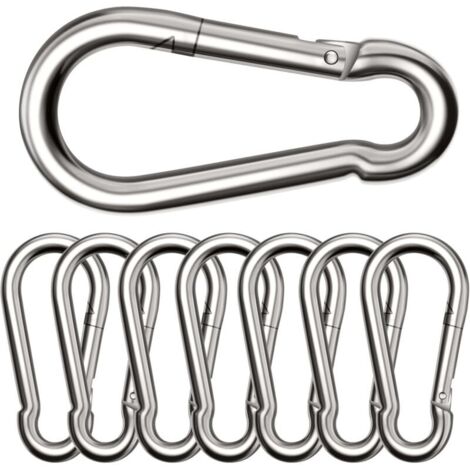 Lot de 8 Grands mousquetons,Φ880 mm,Mousqueton Charge maximale de 300 kg, ne rouillent Pas, Galvanisés,Résistants. pour Sac à Dos, Laisse pour Chien,hamacs, Camping, pêche, auvents etc.