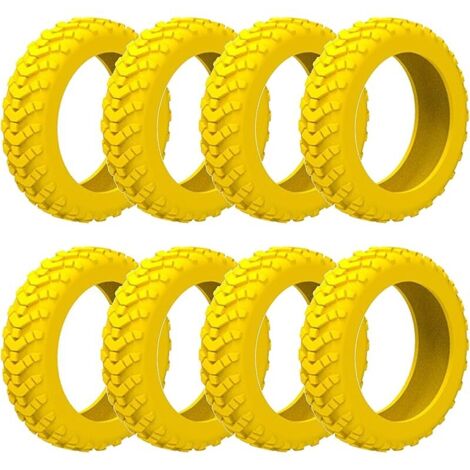Lot de 8 housses de protection de roue en silicone pour bagages - Antidérapantes et imperméables - Pour chaises de bureau et la plupart des roues pivotantes à 8 roues (noir), jaune, Jaune