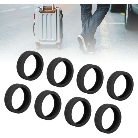 Lot de 8 housses de protection en silicone pour valises, protection efficace contre le bruit, étanche, noir,DUBUNS