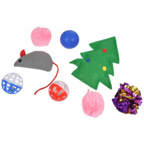 Lot de 8 Jouets pour Chat "Chaussette Noël" 30cm Multicolore