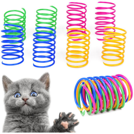 Lot de 8 jouets sauteurs pour chat en plastique coloré à ressort