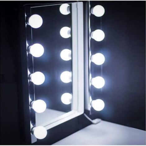 Lot de 8 Lampe pour Salle de Bain, lampe de coiffeuse table avec variateur et bloc d’alimentation, 6000K Lumière Réglable, 8 PCS