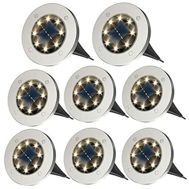 Linghhang - Lot de 8 lampes (blanc chaud) solaires d'extérieur – Lampes solaires étanches IP65 – pour jardin, pelouse, terrasse et cour