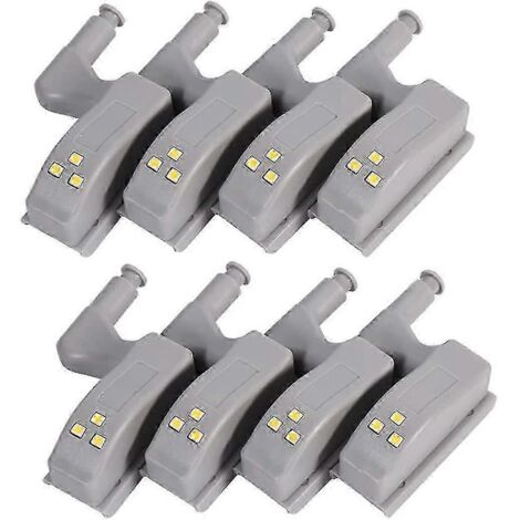 Lot de 8 lampes LED à capteur pour charnières de placard, pour cuisine, armoire, veilleuses à capteur - Éclairage blanc