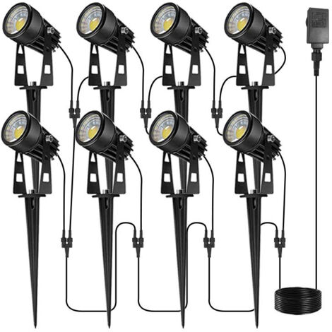 Lot de 8 lampes LED d'extérieur basse tension avec transformateur, étanches IP65, pour allées, terrasses de piscine