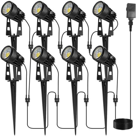 Lot de 8 lampes LED d'extérieur basse tension avec transformateur, étanches IP65, pour allées, terrasses de piscine