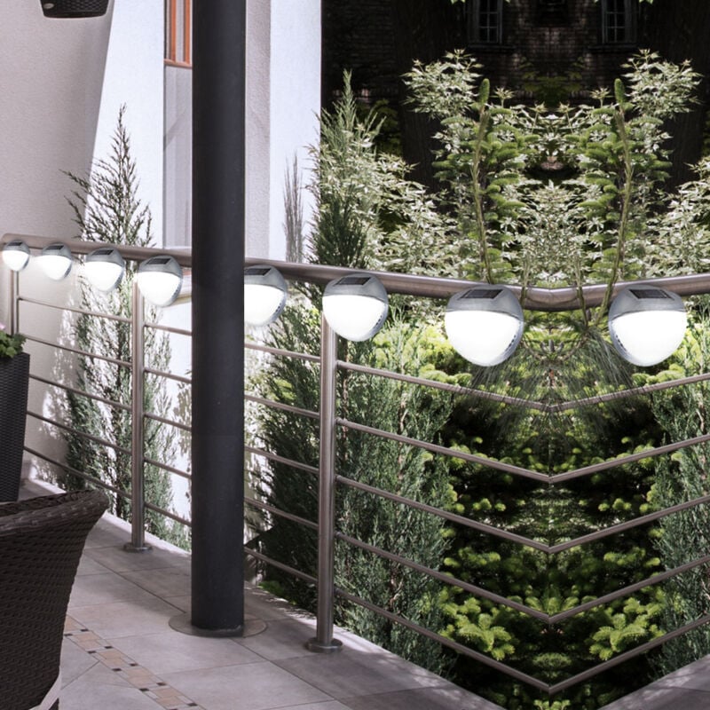Ensemble de 8 lumières de clôture extérieure solaire de lampe de jardin led IP44 allume rond