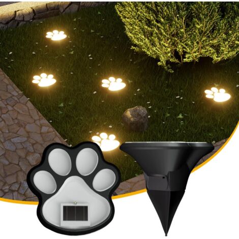 Lot de 8 Lampes Solaires Empreintes de Pattes – Éclairage de Jardin Étanche avec Allumage Automatique, Décoration Extérieure pour Allée, Pelouse, Terrasse, Balcon