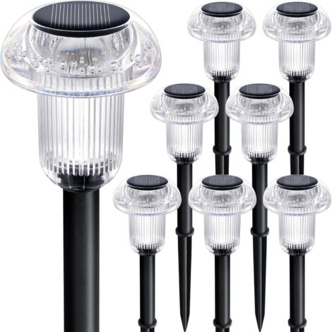 Lot de 8 Lampes Solaires Étanches en Forme de Champignon Multicolores pour Jardin, Allée et Décoration Extérieure