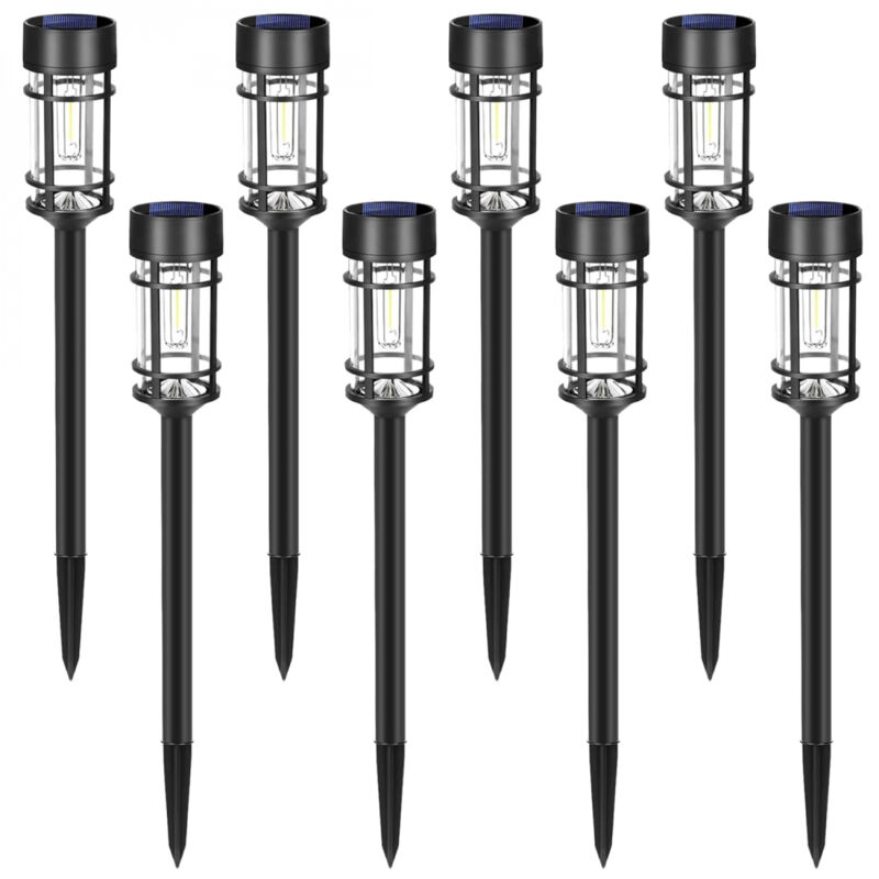 Lot de 8 lampes solaires extérieures, éclairage led - Noir Linxor