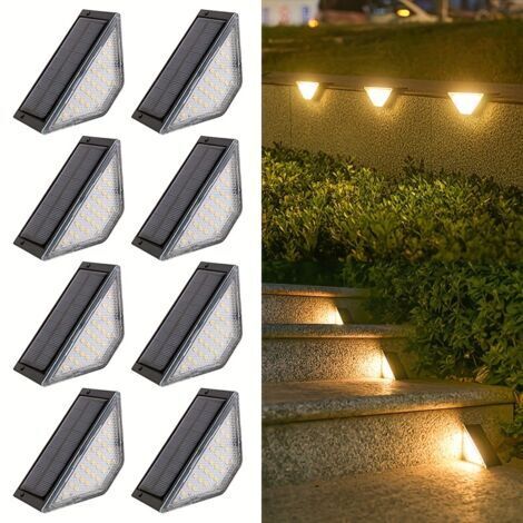 Lot de 8 lampes solaires LED d’extérieur avec capteur intelligent – Éclairage dimmable à induction, alimentation solaire automatique, décoration maison et jardin, idéal pour fêtes et ambiances intérie