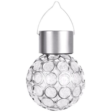 Lot de 8 lampes solaires suspendues d'extérieur, boules lumineuses décoratives, lanternes solaires étanches pour jardin, trottoir, arbres ou décorations de fêtes (blanches)