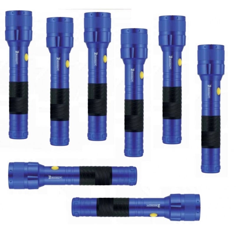 Lot de 8 lampes torche LED à piles 2xLR20 (non incl) aluminium haute performance 97lm Ø 55x260mm IP44 MICHELIN M40L23
