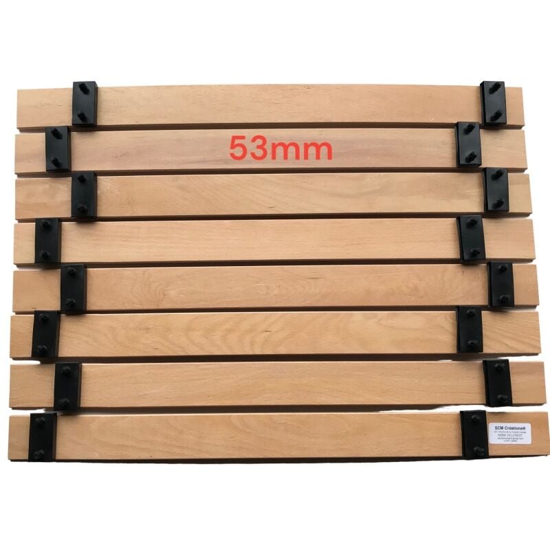 Scm Créations - Lot de 8 Lattes Longueur 56cm (560mm) Largeur 53mm ép 8mm 7 Plis avec 16 Embouts, latte de lit