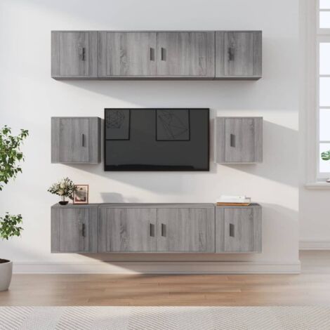 Lot de 8 Meubles TV - Armoire Télévision Moderne  Banc TV Sonoma gris Bois d'ingénierie -FR28739