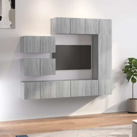 Lot de 8 Meubles TV - Armoire Télévision Moderne  Banc TV Sonoma gris Bois d'ingénierie -FR78421