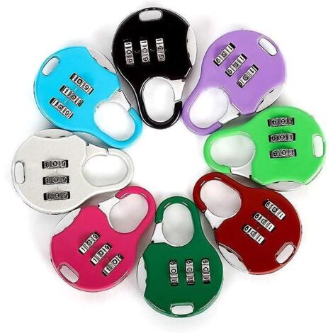 lot De 8 Mini Cadenas  Combinaison Rinitialisables 3 Chiffres Pour Bagages De Voyage Couleurs Varies
