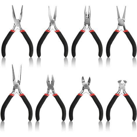 Lot de 8 mini pinces à bijoux - Pour la fabrication bijoux, bricoleurs, professionnels, réparations