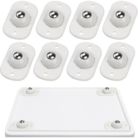 Lot de 8 mini roulettes auto-adhésives pour ustensiles de cuisine, pivotantes à 360°, pour bricolage, poubelle, boîte de rangement, petits appareils (8, blanc)