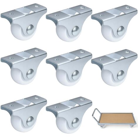 Lot de 8 Mini Roulettes Fixes pour Meubles (1 Pouce),Petite Roulette Non-Pivotante pour Coffre de Rangement et Bricolage DIY
