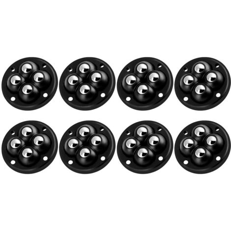 Lot de 8 mini roulettes pivotantes autocollantes, Longziming, plastique/acier, noires