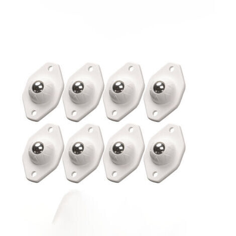 Lot de 8 Mini Roulettes Plates Acier 360° Blanc - Universelles pour Petits Appareils & Boîtes de Rangement