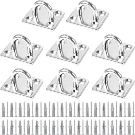 Lot de 8 œillets en acier inoxydable, fixations pour auvent, bâche de bateau, balancelle murale, hamac, etc.