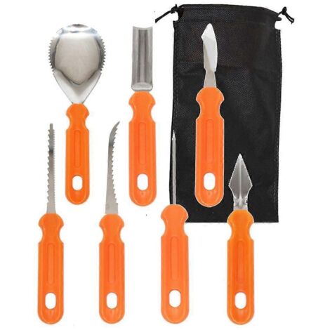 Lot de 8 outils de sculpture de citrouille, kit de gravure pour citrouille d'Halloween, accessoires de découpe et gadgets de sculpture faciles à utiliser.