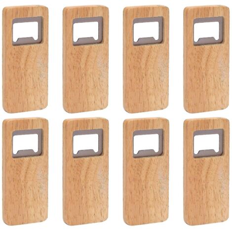 Lot de 8 ouvre-bouteilles en bois, tire-bouchons en acier inoxydable, poignées en bois, ouvre-bouteilles carrés pour bar et cuisine A-