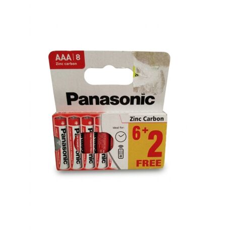 Lot de 8 - PANASONIC - Piles Zinc Carbon - AAA 1.5V R03 - 2 Piles Gratuites - Voir photos