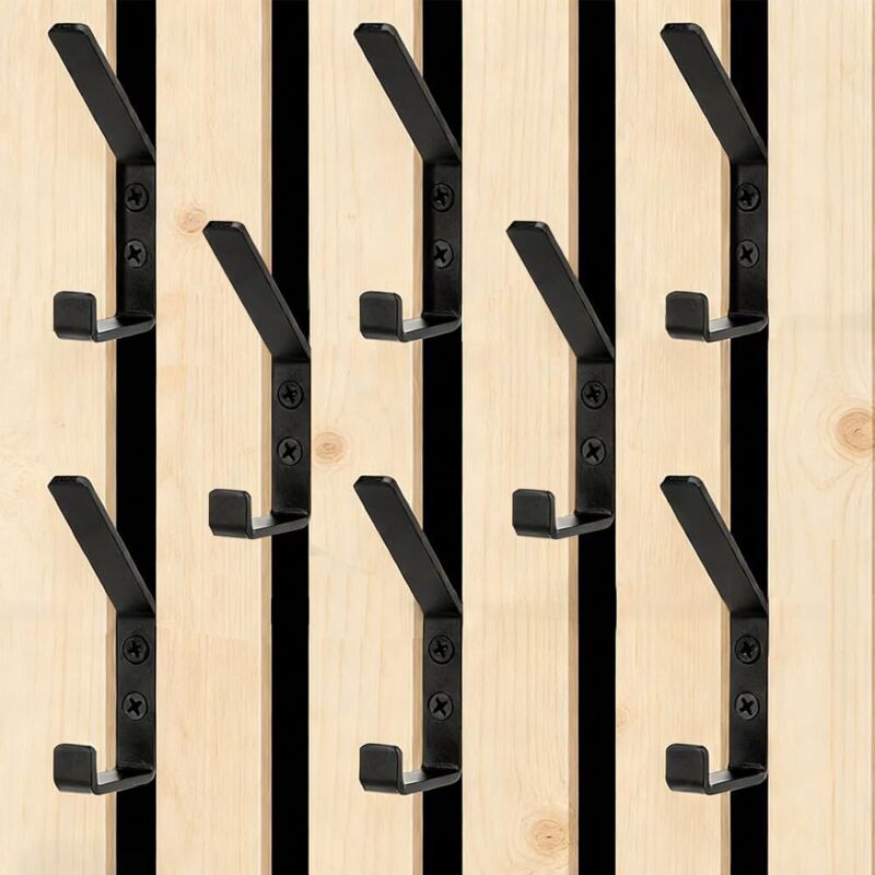 Lot de 8 panneaux acoustiques muraux - Crochets pour panneaux acoustiques - Double crochet - En aluminium - Noir - 13 mm