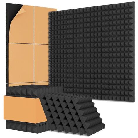 Lot de 8 panneaux en mousse acoustique, 30,5 x 30,5 x 5 cm, insonorisants, noirs