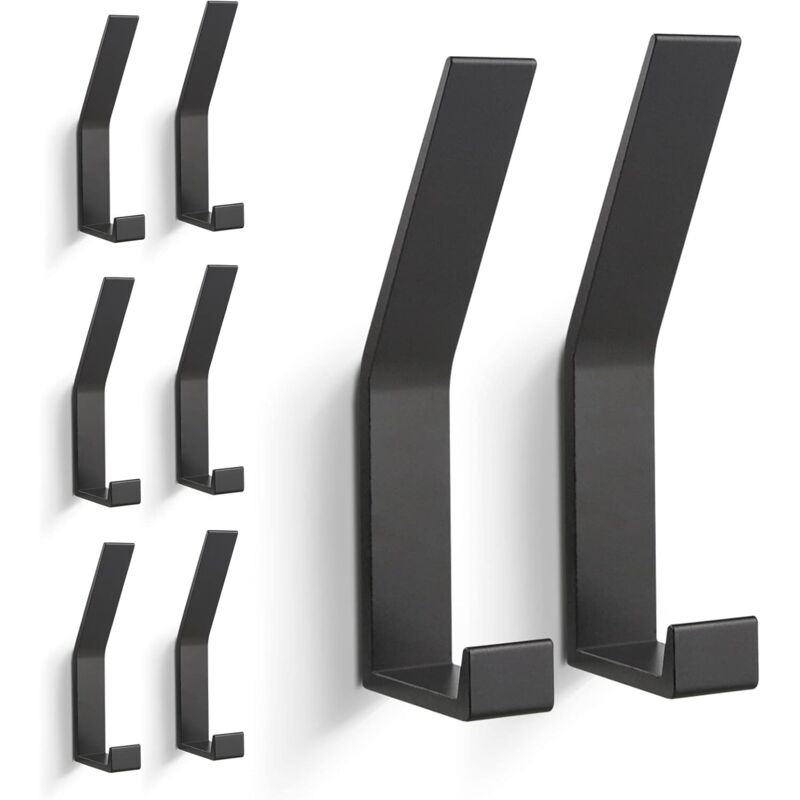Lot de 8 patères murales modernes pour vestes, manteaux, vêtements, foulards, sacs à main, etc. (Noir)