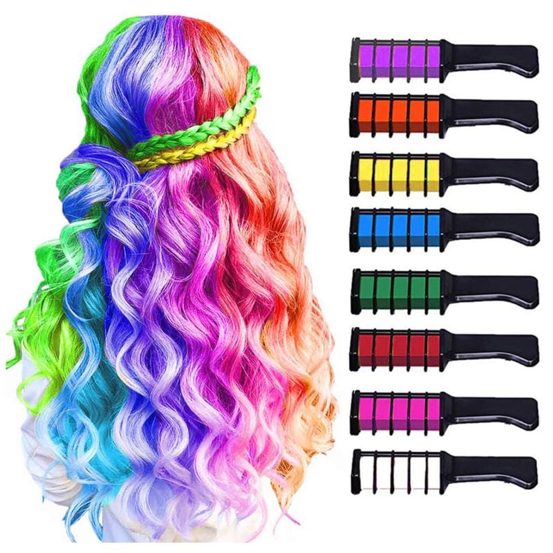 Lot de 8 peignes à craie pour coloration temporaire des cheveux des enfants, lavables