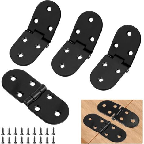 Lot de 8 petites charnières pliantes pour table pliante à 180 ° - Petites charnières pour tables, portes, machines à coudre (mini charnières noires)
