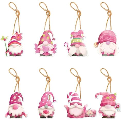 Lot de 8 petits pendentifs roses pour sapin de Noël, décoration d'intérieur, cadeau pour ami, unisexe (Père Noël)