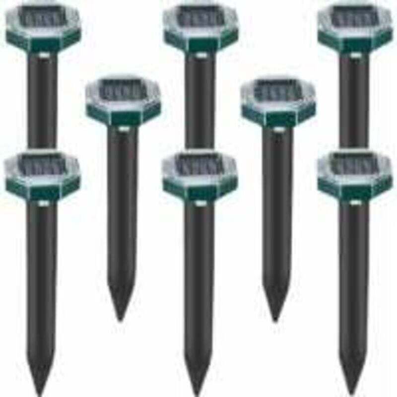 Gabrielle - Lot de 8 pics repulsifs a ultrasons pour taupes, serpents et campagnols a energie solaire pour pelouse, jardin et cour, repulsif a