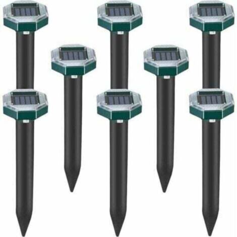 Lot de 8 pics repulsifs a ultrasons pour taupes, serpents et campagnols a energie solaire pour pelouse, jardin et cour, repulsif a sardines