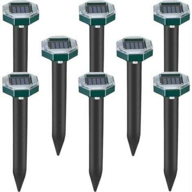 Dpzo - Lot de 8 pics repulsifs a ultrasons pour taupes, serpents et campagnols a energie solaire pour pelouse, jardin et cour, repulsif a sardines