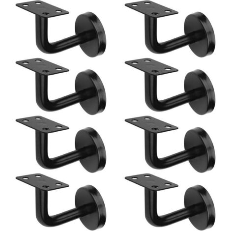Lot de 8 Pièces Supports de Main Courante d'Escalier,Supports de Rampe d'Escalier, en Acier Inoxydable, Charge maximale 60 kg, Pour Rampes d'Escalier Intérieures et Extérieures (Noir)