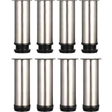 Lot de 8 Pied de Meuble,Pied Reglable pour Meuble 15 cm Pied de Table Metal Pieds de Lit Pied de Table Reglable Pied Canapé,Hauteur Totale 150 mm-165mm,Acier Inoxydable Brossé