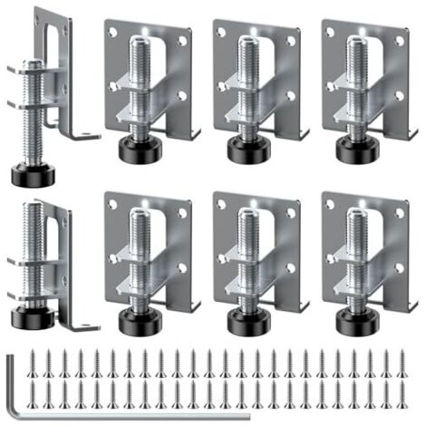 Lot de 8 pieds de meubles réglables 55/102 mm - Pieds de nivellement de meubles robustes - Pieds réglables en hauteur pour meubles avec 48 petites vis et 1 clé Allen pour armoires, étagères, armoires