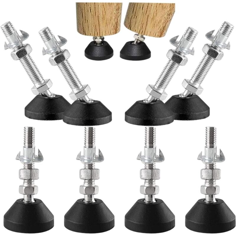 Umnuou - Lot de 8 pieds de nivellement M10 x 100 x ø 40 mm - capacité de charge 500 kg - pieds réglables en hauteur - pieds de meuble réglables en