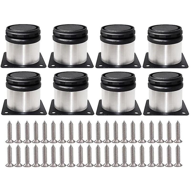 Fei Yu - Lot de 8 pieds de table en acier inoxydable pour meuble tv, pied de lit, rond et réglable