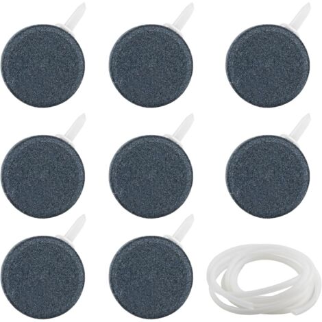 Lot de 8 pierres à air pour aquarium - Diffuseur d'oxygène compatible avec bassins et aquariums - Nano pompe à air - Tuyau de 1,5 m et ventouse inclus