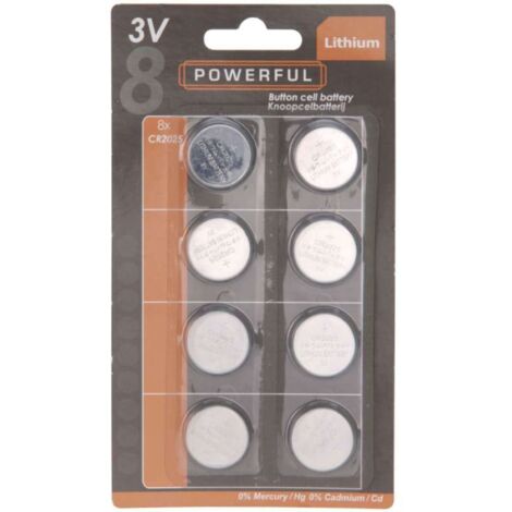 Lot de 8 piles bouton CR2025 – Lithium 3V longue durée