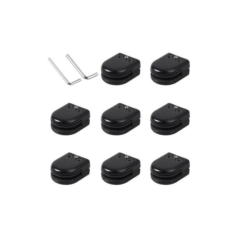 Lot de 8 Pinces à Verre en Acier Inoxydable 304 Noir - Support Solide pour Verre de 8-10 mm