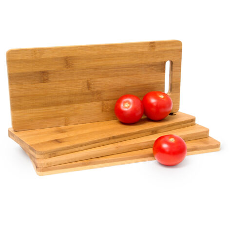 Lot de 8 planches à découper, en bambou, avec poignée anse Multi-usage rectangle Dimensions 1,5 x 35 x 15 cm, nature